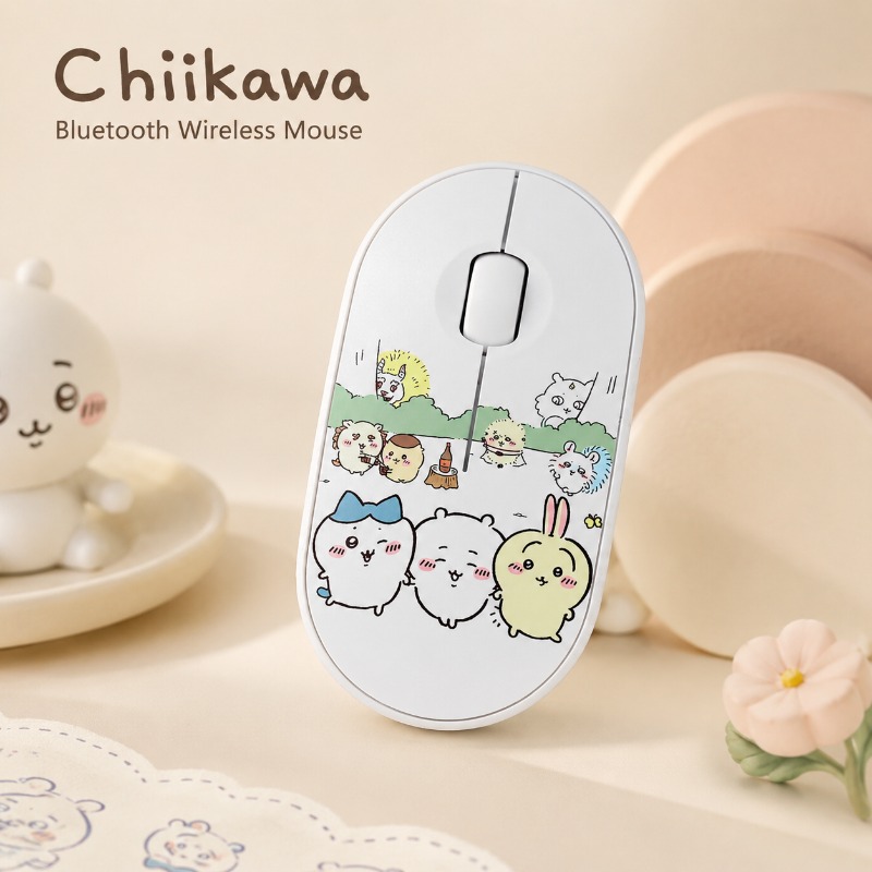 Diy Mouse Electronics - เมาส์ไร้สายบลูทูธชิคาว่าน่ารักเมาส์แล็ปท็อปแบบพกพาแบบเงียบแบบสองโหมดอายุการใช้งานแบตเตอรี่ยาวนาน จับถนัดมือ สำหรับโฮมออฟฟิศ
