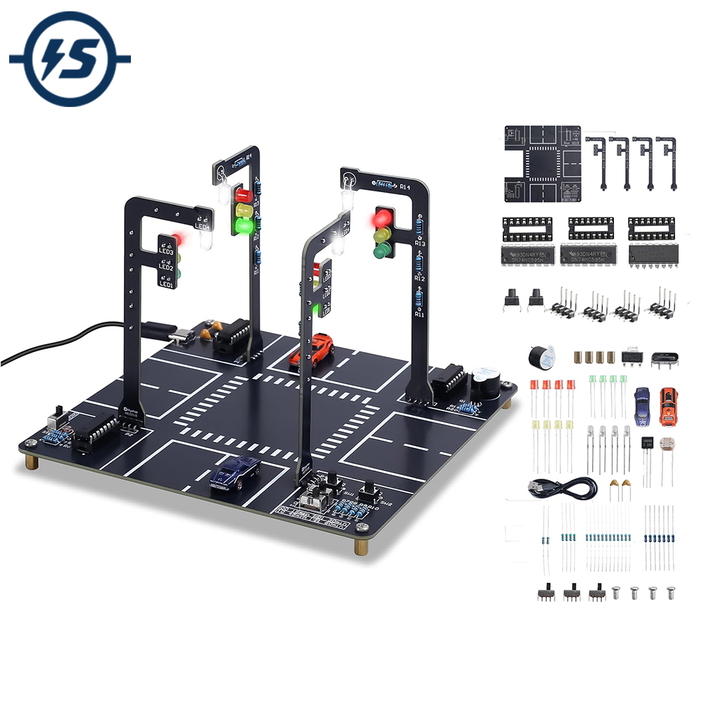 Diy Electronics Kits For Adults - ชุดจำลองสัญญาณไฟจราจรพร้อมเสียงและไฟกระพริบ ชุดฝึกหัดประกอบวงจร DIY สำหรับวิศวกรรม STEM โปรเจคอิเล็กทรอนิกส์สำหรับวัยรุ่นและผู้ใหญ่