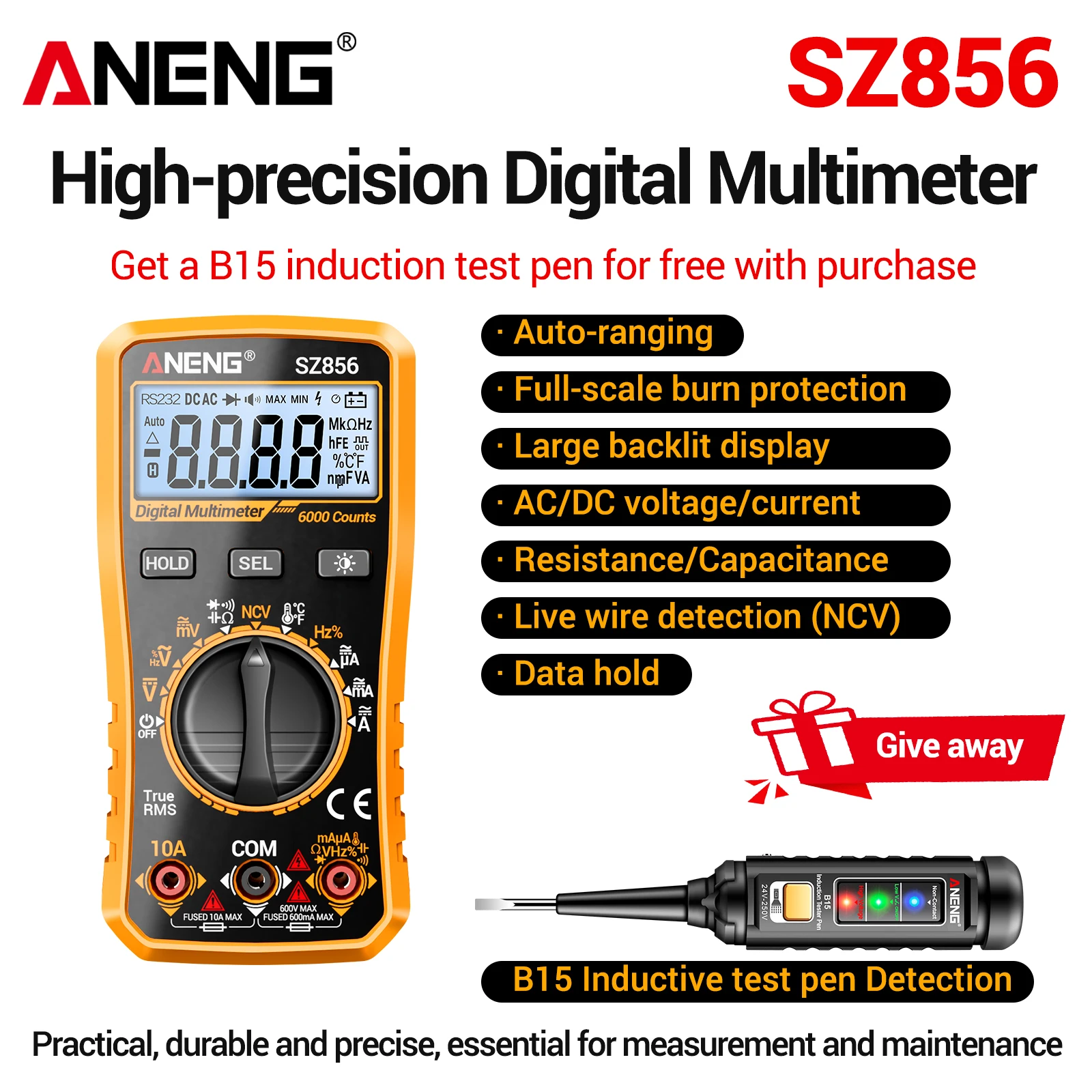 ANENG SZ856 มัลติมิเตอร์อัจฉริ - Diy Electronics Table บทวิจารณ์และราคา