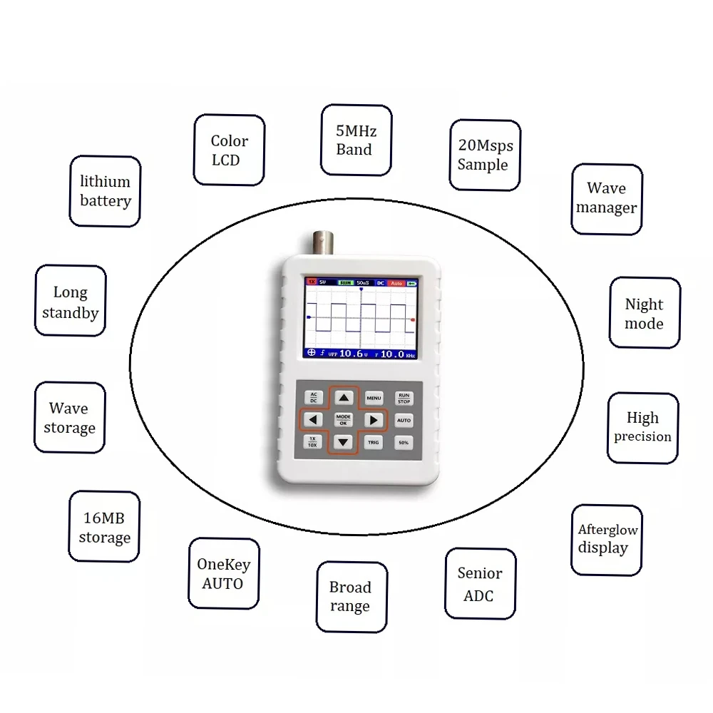 ออสซิลโลสโคปดิจิตอลแบบพกพาขนาด - Oscilloscope Dso Mini บทวิจารณ์และราคา